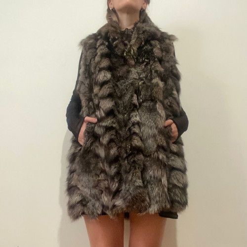 Silver Fox Fur Vest used, unisex, size M-L