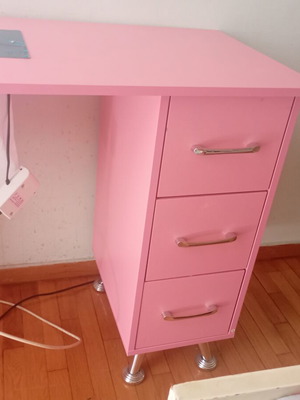 Nail Table with Extractor New, Pink, Assembled
