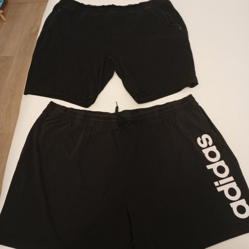 Two black sports shorts, 4XL, one Adidas