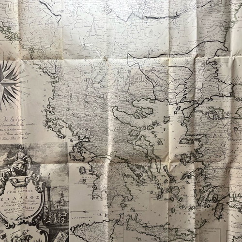 Map of Greece used, historic geographic map from the 18th century