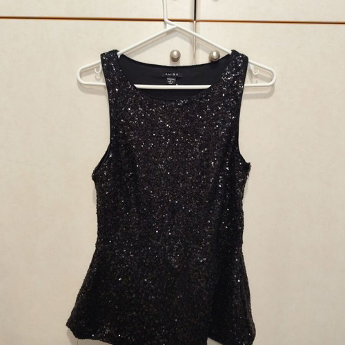 Amisu peplum blouse black with sequins like new, size S