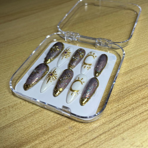 Press on nails medium size new with gift file, buffer, pusher and silicone glues