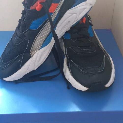 Puma BMW athletic shoes used, size 42, black and blue
