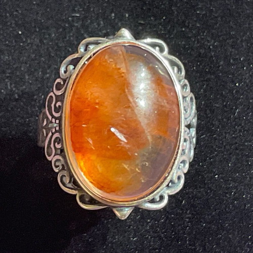 Fire Quartz Silver Ring one size