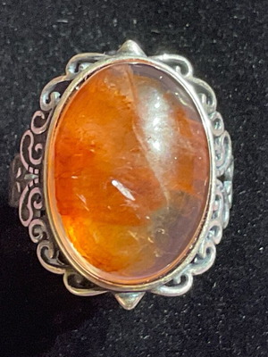 Fire Quartz Silver Ring one size