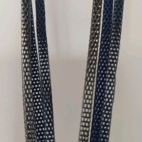 Long necklace blue-gray with three rows new with tag