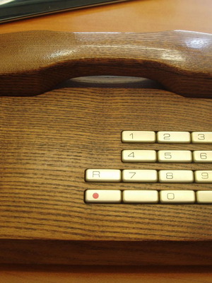 Antique telephone used, rosewood, 1970
