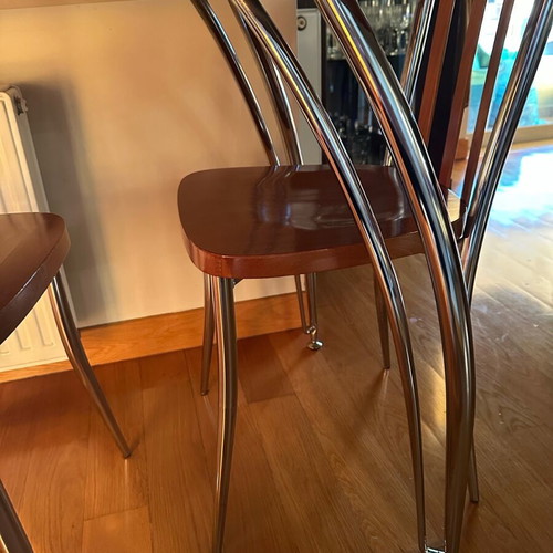 Kitchen table with 4 chairs used, 1.60m x 58cm x 3.5cm with glass