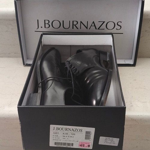 J.BOURNAZOS men's leather shoes size 45 like new, black