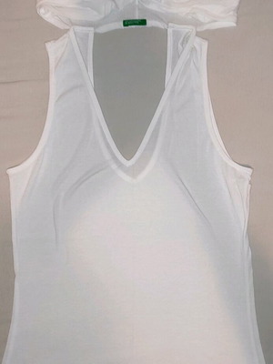 Benetton women's white blouse like new with neck tie