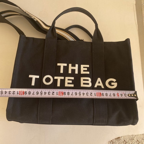 Marc Jacobs The Tote Bag Medium, black cotton canvas shoulder bag