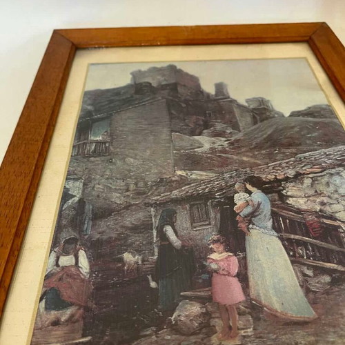 Vintage wall print by Nikolaos Xydias "T' Anafiotika" used 36x27