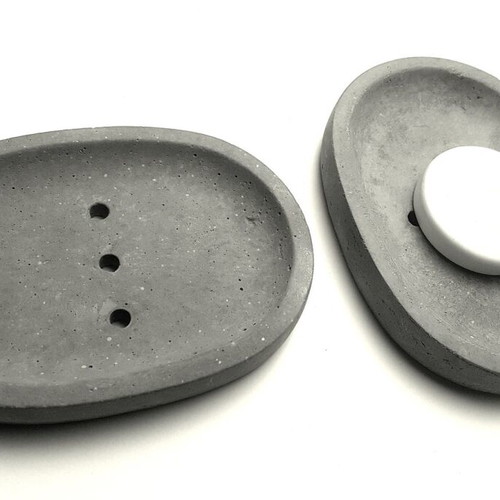 Handmade concrete soap dish, minimal aesthetic
