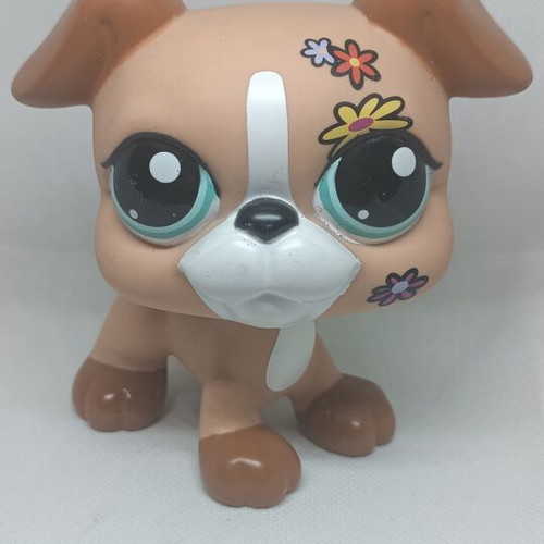 Littlest Pet Shop Jumbo Boxer Dog figure like new, collectible Hasbro