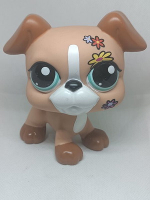 Littlest Pet Shop Jumbo Boxer Dog figure like new, collectible Hasbro