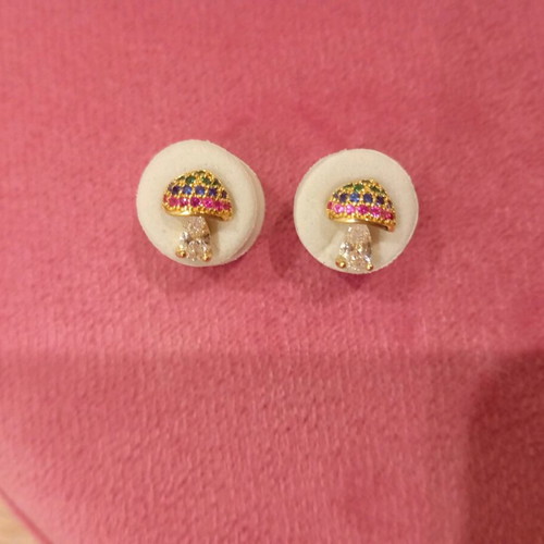 Steel earrings new, colorful mushroom-shaped