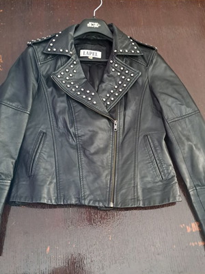 Jacket black leather with studs like new, medium