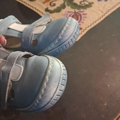 Leather Anatomical Sandals Size 32 New, White and Turquoise