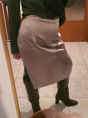 Satin midi skirt Zara new, silver-grey, size L