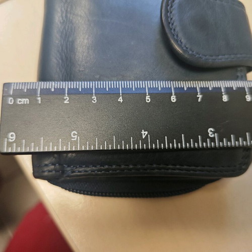 Leather women's wallet dark blue like new, soft leather 9x12 cm