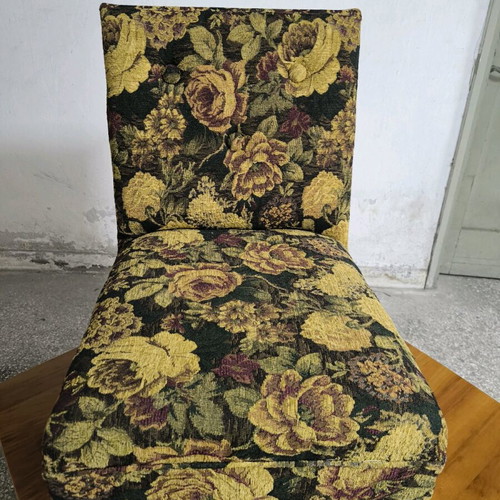 Armchairs used, set of 2, solid wood frame and chenille fabric