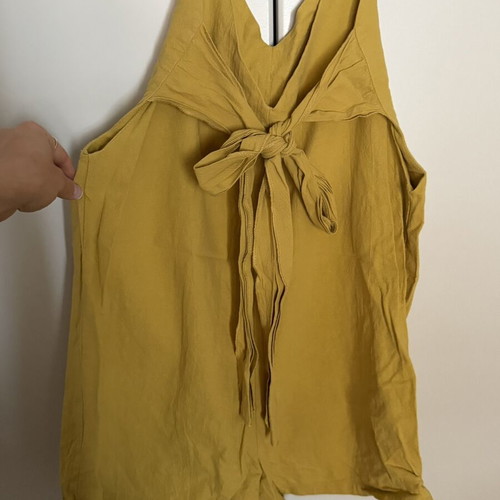 Shein yellow mustard jumpsuit shorts used, size S