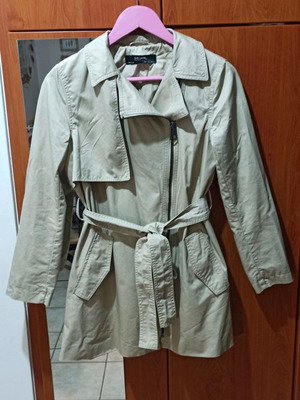 Καπαρντίνα Zara μπεζ με τσέπες και ζώνη, μέγεθος Small, καινούργια