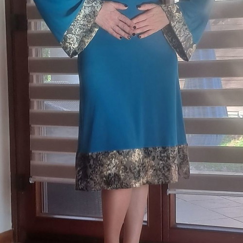 Vintage Petrol Dress Rita Pateroni No Medium used with velvet details