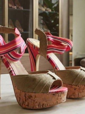 Veneti colorful cork platform sandals size 38