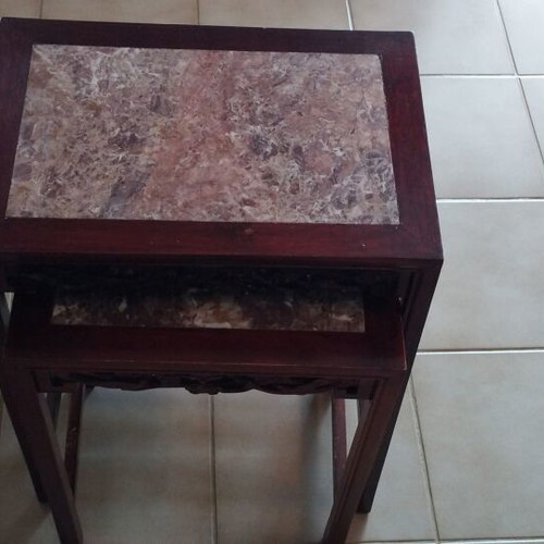 Zigon tables used, wood and marble