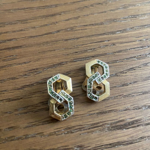 Set of 2 vintage clip-on earrings like new, blue and gold