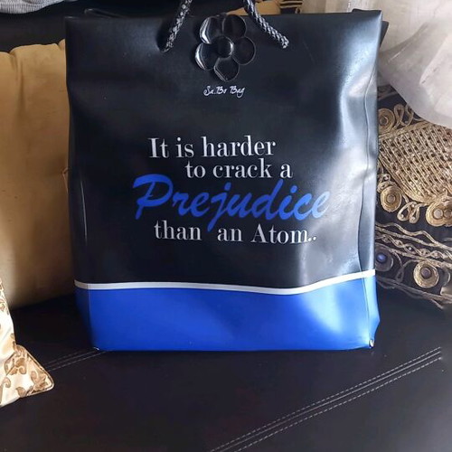 Le Pandorine large hand bag used, black-blue
