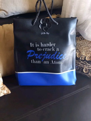 Le Pandorine large hand bag used, black-blue