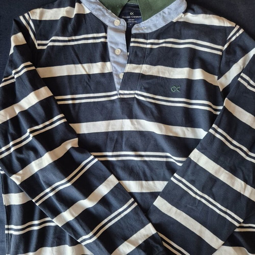 Oxford Company Polo Shirt new, white and blue, size M