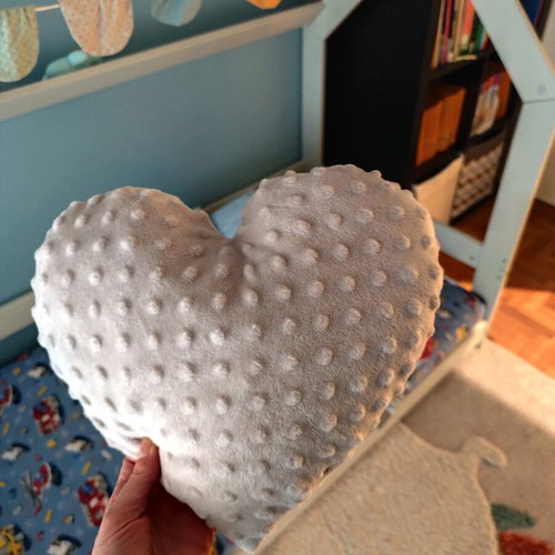 Handmade heart pillow new, cotton and soft minky fabric