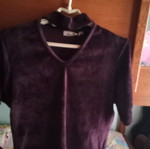 Velvet short-sleeve blouse Chaton purple like new, size S