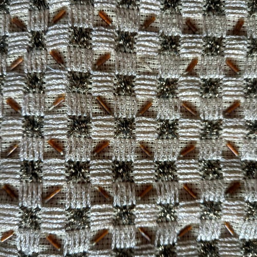 Table runner like new beige itamina embroidered with beads