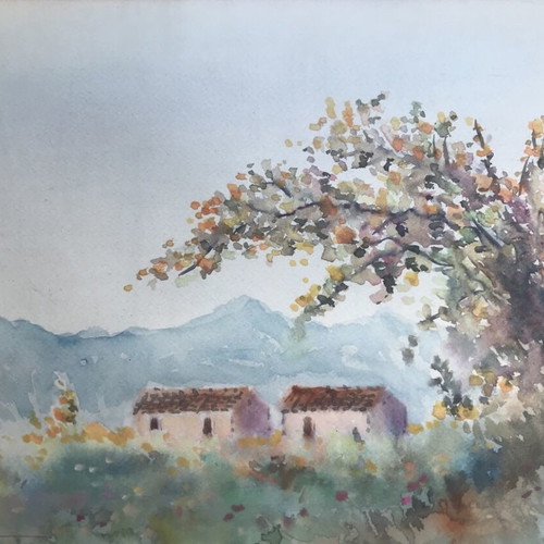 Mavrogiannis painting watercolor on cardboard like new