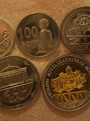 Uzbekistan coin set used, 50 to 1000 So'm