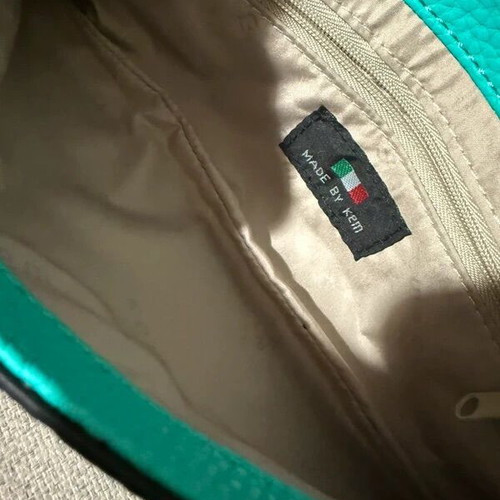 Kem clutch bag new, turquoise with silver details