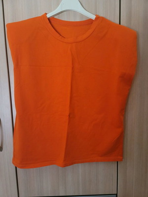 Top with shoulder pads like new, bright orange, cotton