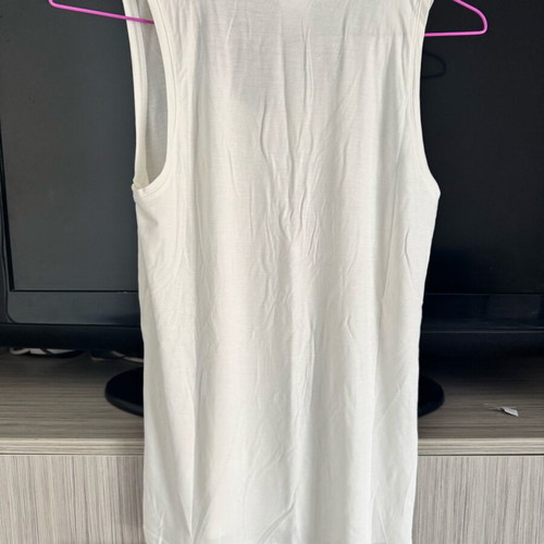 Women's sleeveless blouse new, white with design