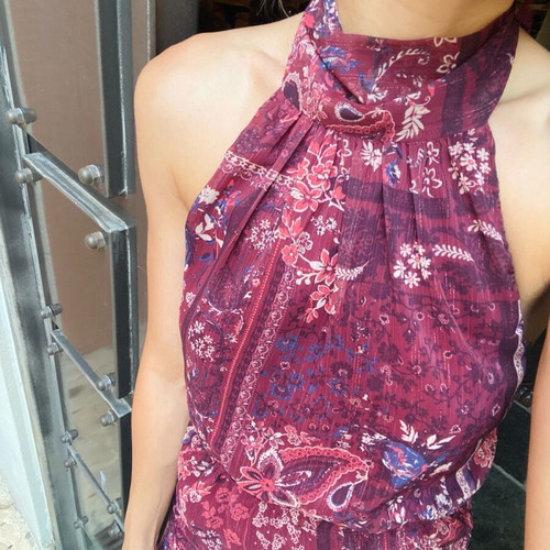 Mini dress with open back like new, pink and purple, XS