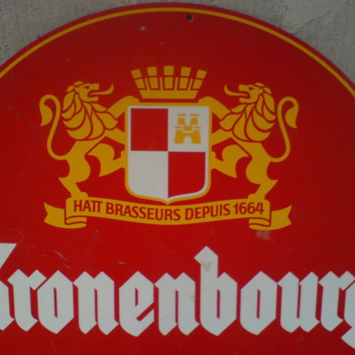Kronenbourg beer advertising sign used, metal tin