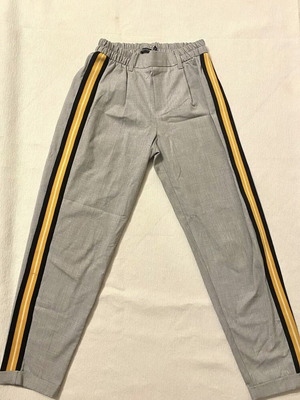Bershka gray fabric pants with yellow side stripe like new, size S