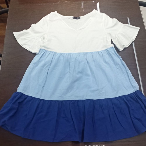 Shein short dress new with blue and white shades, size S