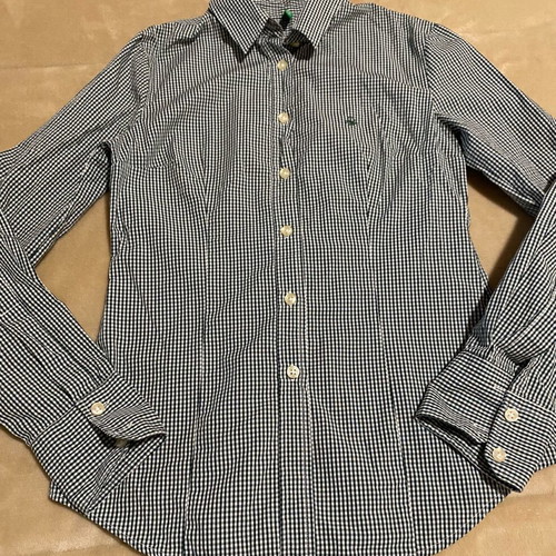 Benetton women's fitted checkered shirt size S like new