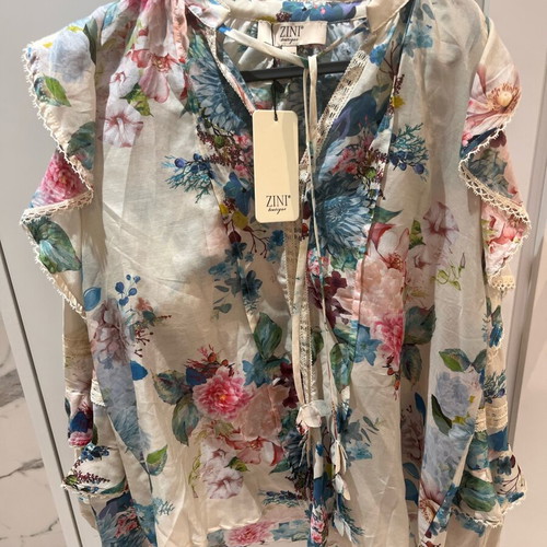 ZINI floral set new, size 38, silk and linen