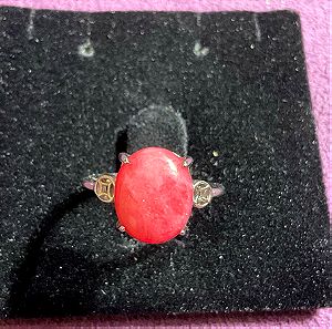 Ροδονιτη ασημένιο δαχτυλίδι one size με φυσική αυθεντική πέτρα
