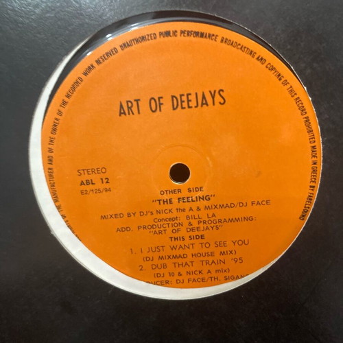 Art of Deejays The Feeling record used, electronic